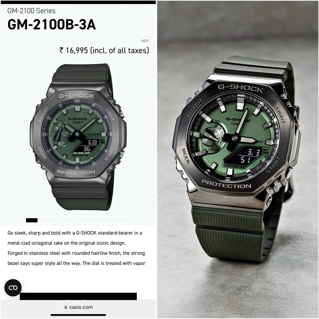 G-SHOCK GM 2100 GREEN METAL BODY